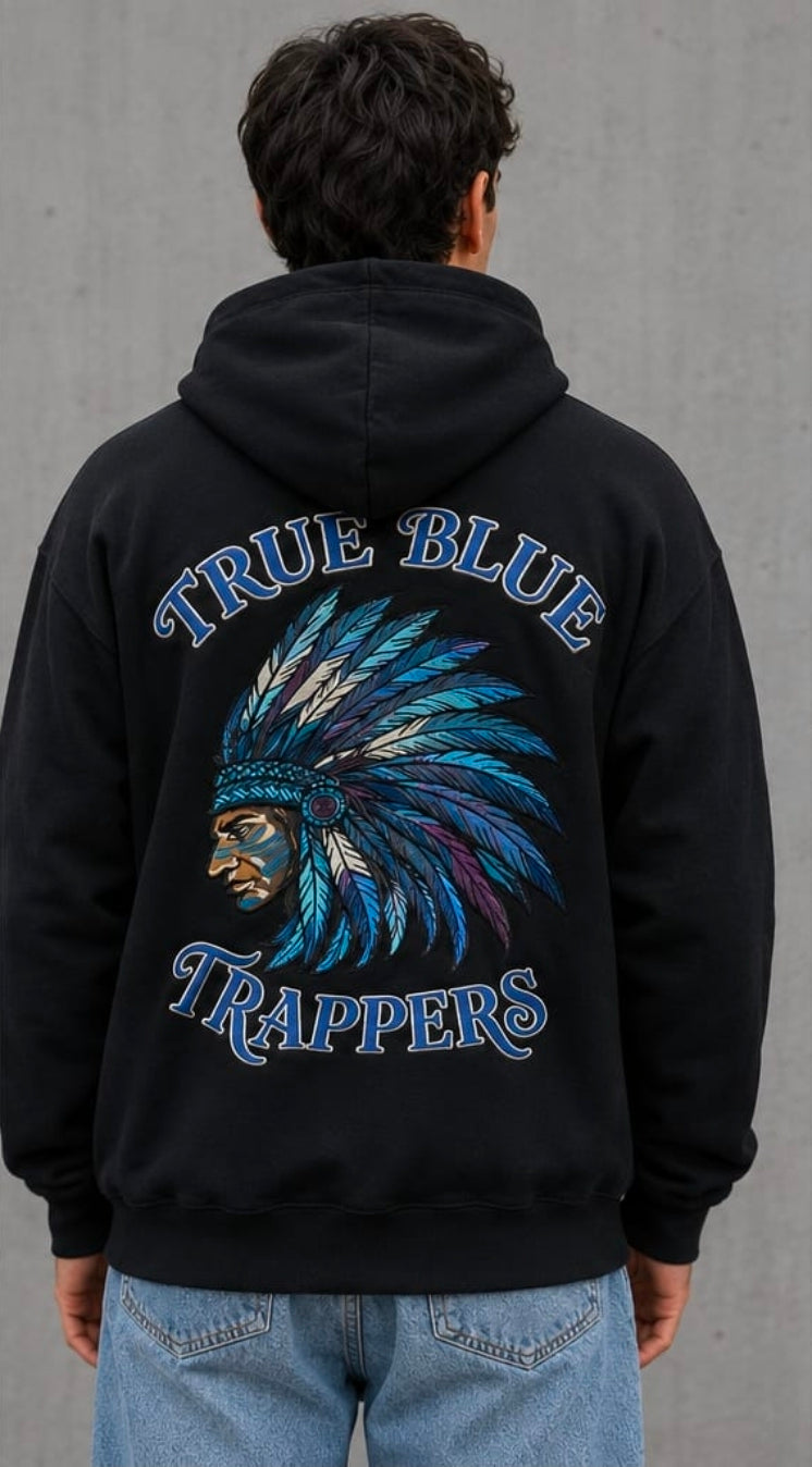 TRUE BLUE "TRAPPERS" PATCHED ZIP UP HOODIE