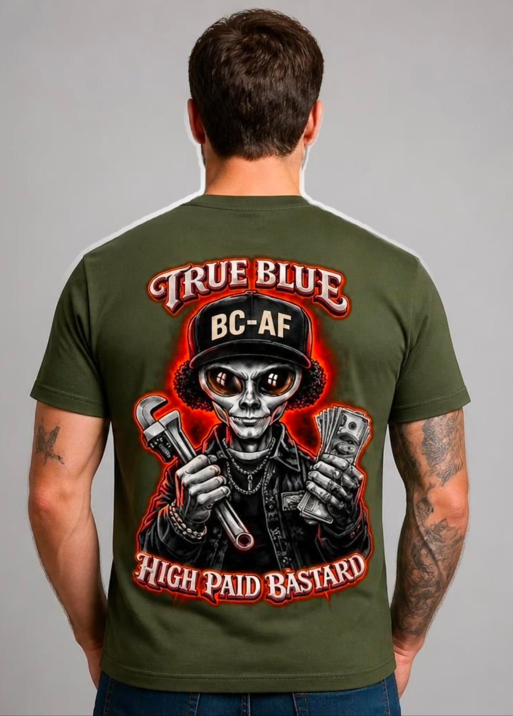 TRUE BLUE HIGH PAID BASTARD TEE