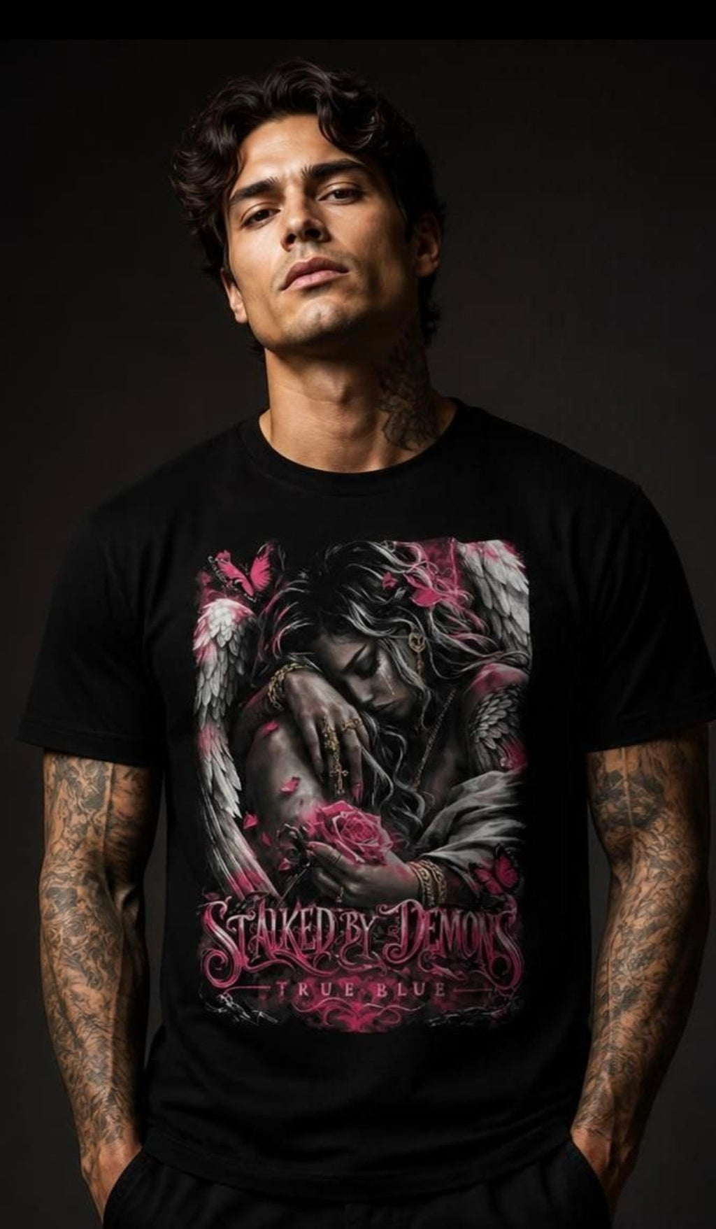 TRUE BLUE STALKED BY DEMONS TEE