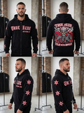 TRUE BLUE "I PLAY WITH NIPPLES" PATCHED ZIP UP HOODIE