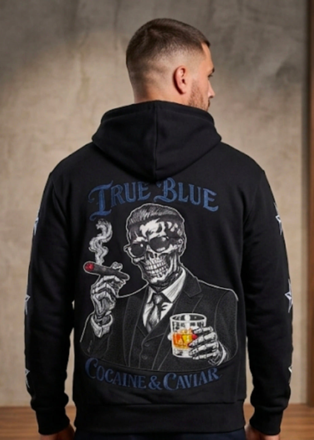 TRUE BLUE "COKE & CAV" PATCHED ZIP UP HOODIE