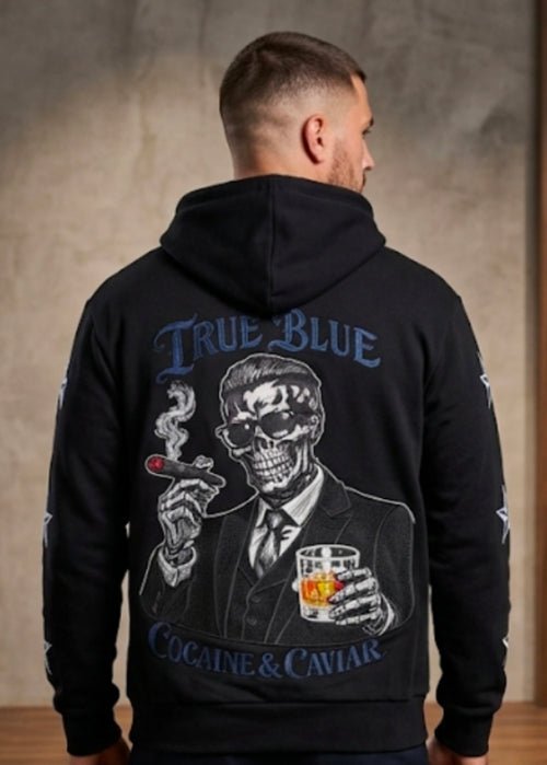 TRUE BLUE "COKE & CAV" PATCHED ZIP UP HOODIE