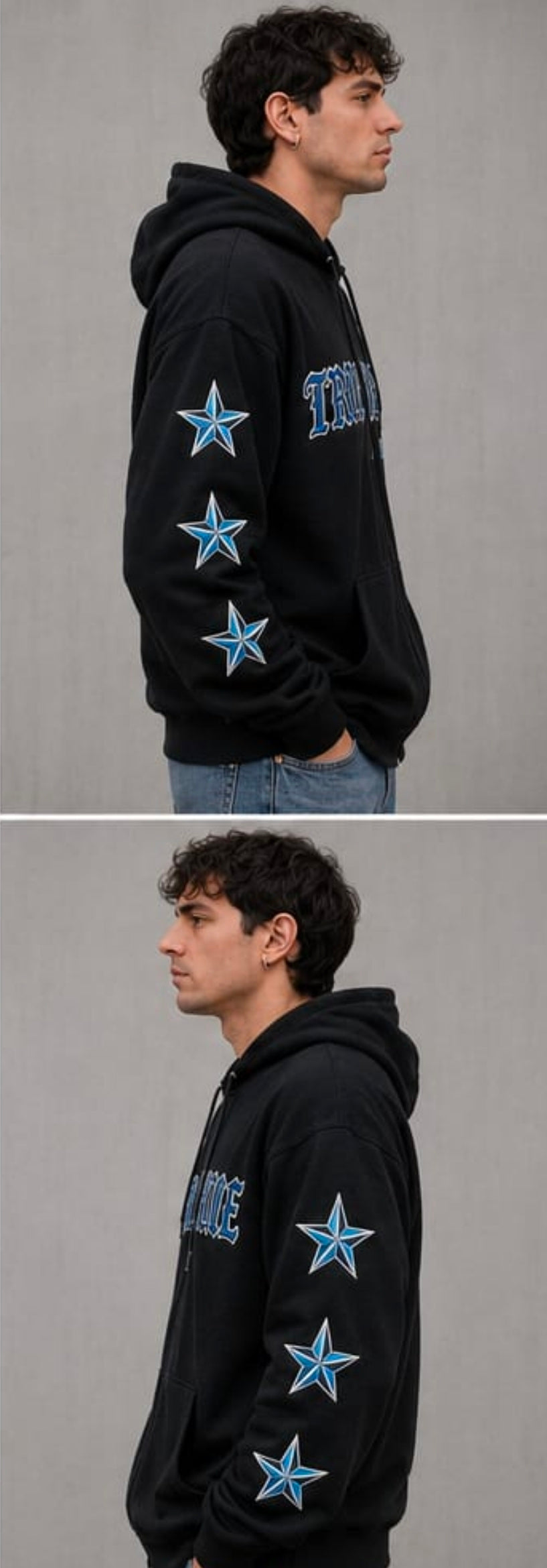 TRUE BLUE "SADDLE IP, BUTTERCUP" PATCHED ZIP UP HOODIE