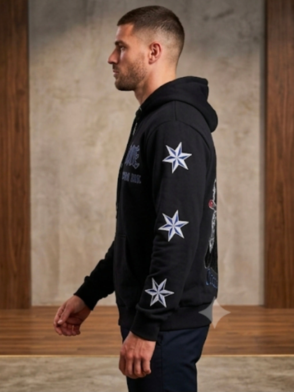 TRUE BLUE "COKE & CAV" PATCHED ZIP UP HOODIE