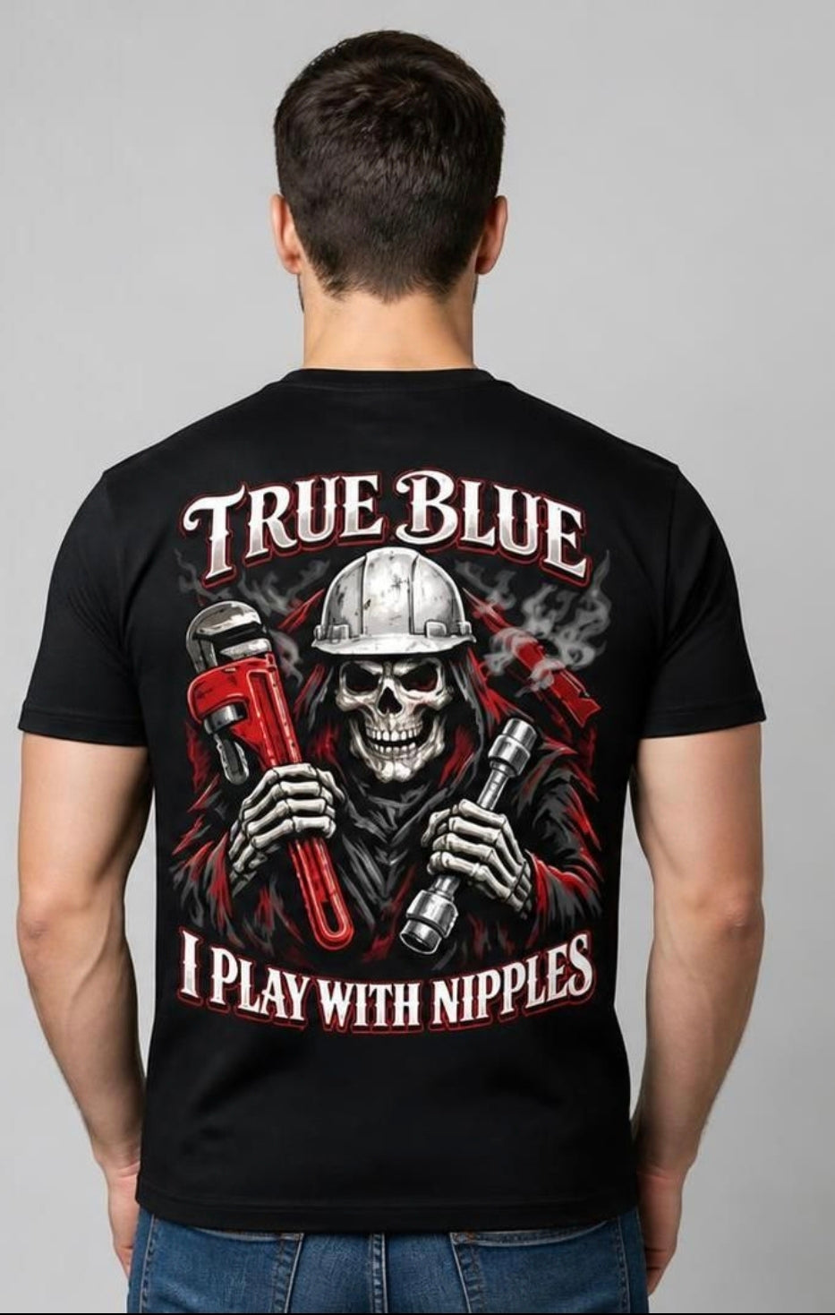 TRUE BLUE I PLAY WITH NIPPLES  TEE