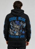 TRUE BLUE "LONE WOLF" PATCHED ZIP UP HOODIE