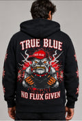 TRUE BLUE "NO FLUX GIVEN" PATCHED ZIP UP HOODIE