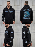 TRUE BLUE "TRAPPERS" PATCHED ZIP UP HOODIE